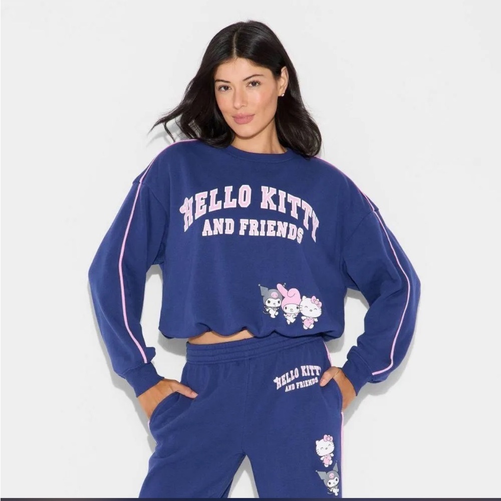 Hello Kitty & Friends Bubble Hem Graphic Sweatshirt - Navy Blue - Picture 2 of 3